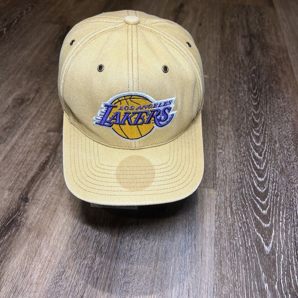 Mitchell & Ness Los Angeles Lakers Snapback Hat Tan Khaki Brown Faded NBA Patch